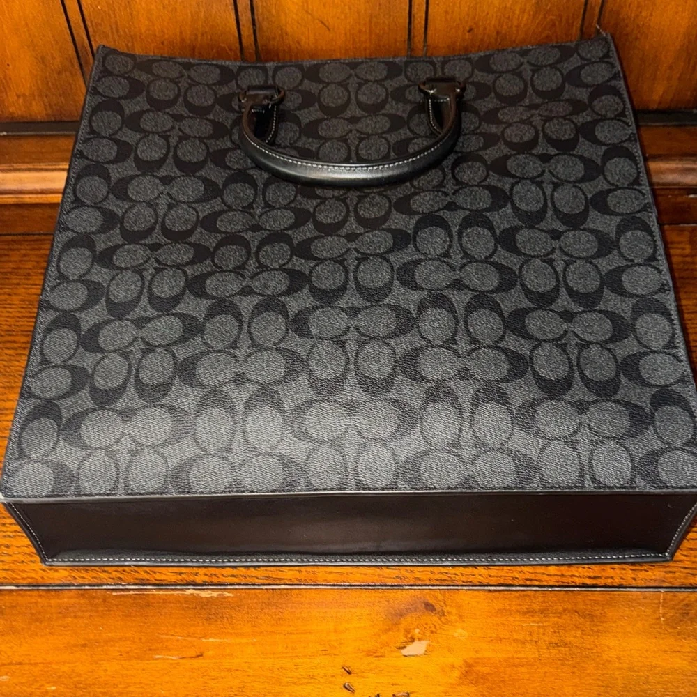 Coach Black/Dark Gray Signature Men's Laptop bag